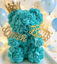Turquoise Rose Teddy Bear Birthday Gift - For Her - Birthday Queen Present  - Image 3