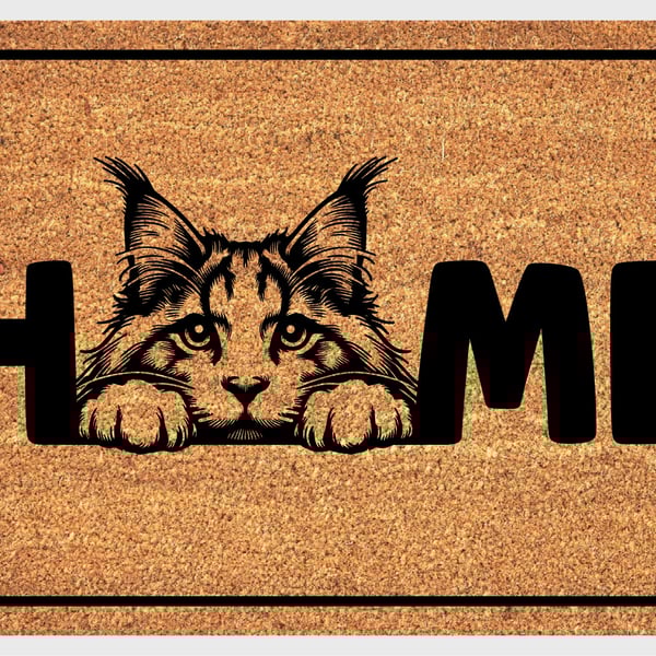 Maine Coon Cat Home Door Mat No.4 - Maine Coon Cat Welcome Mat - 3 Sizes