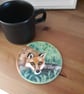 Wooden Coaster handpainted with a Red Fox - Image 5
