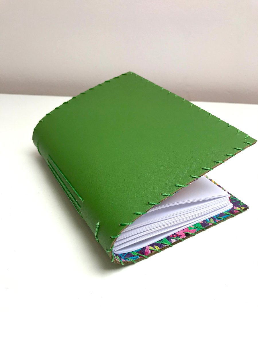 A6 Green Handmade Leather notebook 