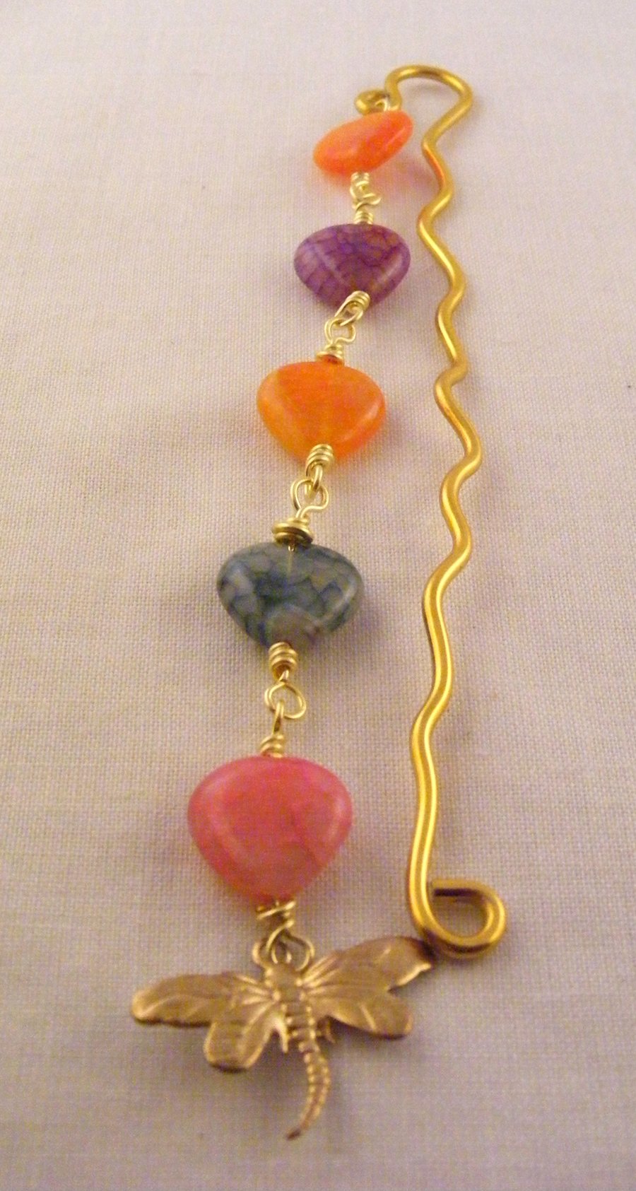 Multi-Colour Agate Hearts Bookmark.