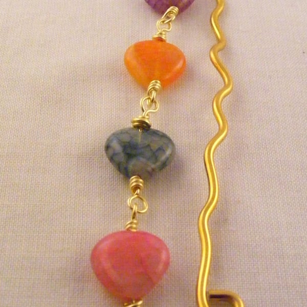 Multi-Colour Agate Hearts Bookmark.