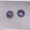 ROUND STUD EARRINGS, ENAMELLED ON COPPER WITH STERLING SILVER BACKS - 9MM