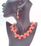 Raspberry Quartz Drop Bead and Chip Necklace and Earrings, Gift for Her - Image 4