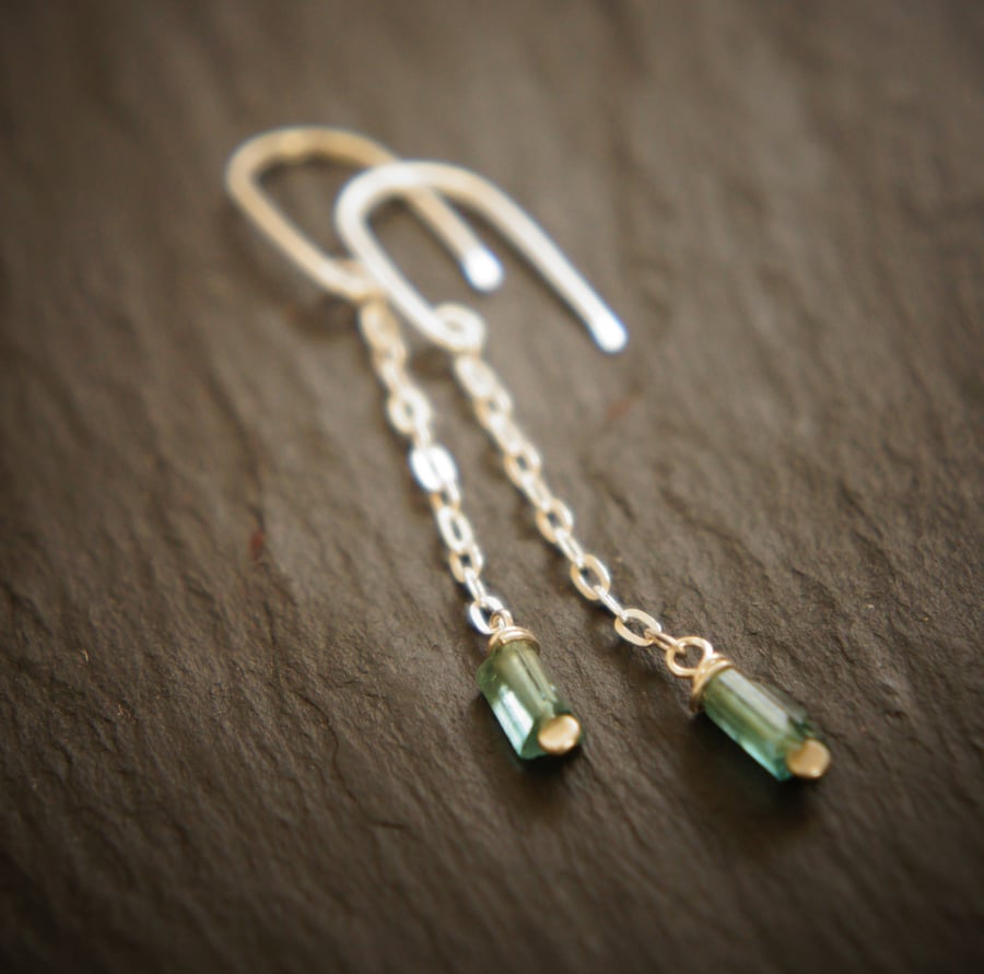 Paraiba Blue Tourmaline and Sterling Silver Earrings