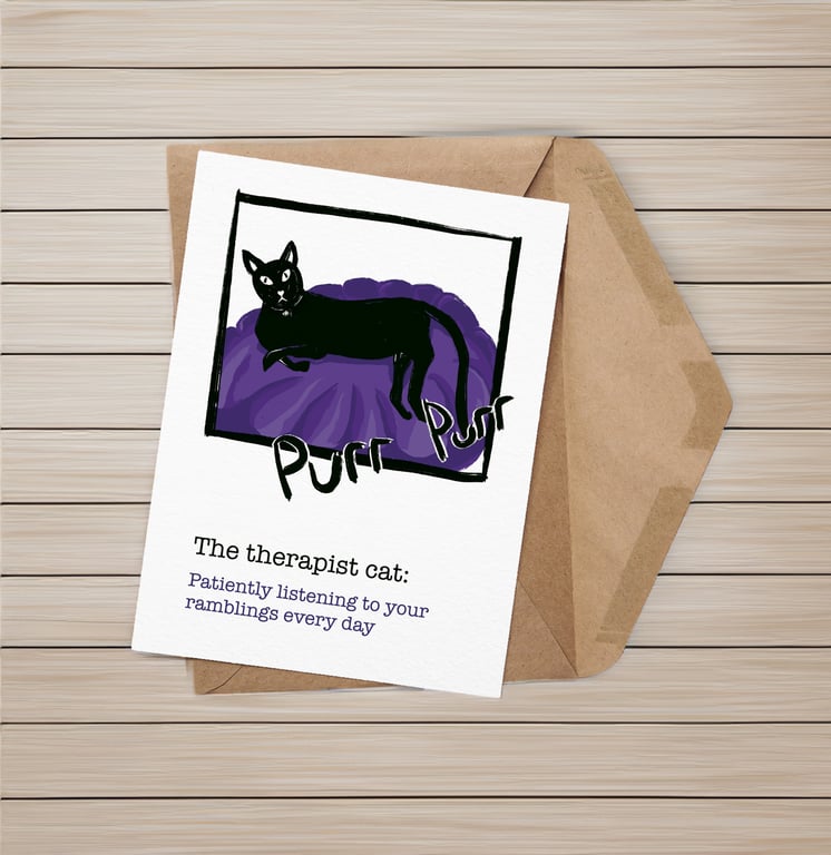 Funny cat card cat therapist 