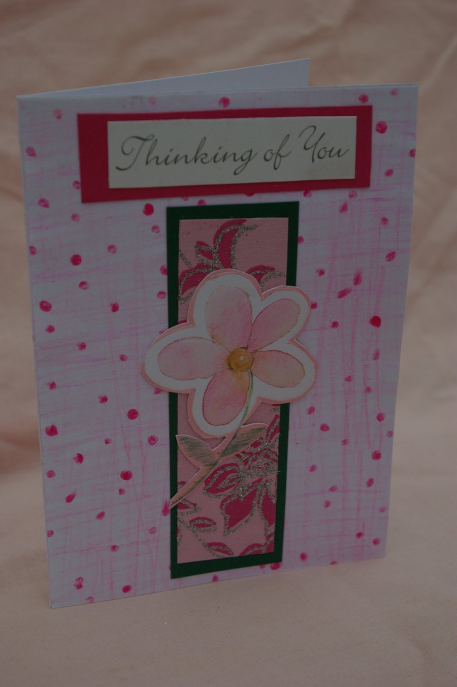 Card Thinking of You pink flower card
