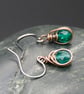 Copper Wire Wrapped Earrings with Faceted Teal AB Glass Beads - Image 4