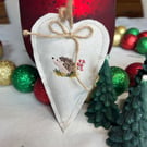 Beautiful linen hedgehog embroidered lavender bag