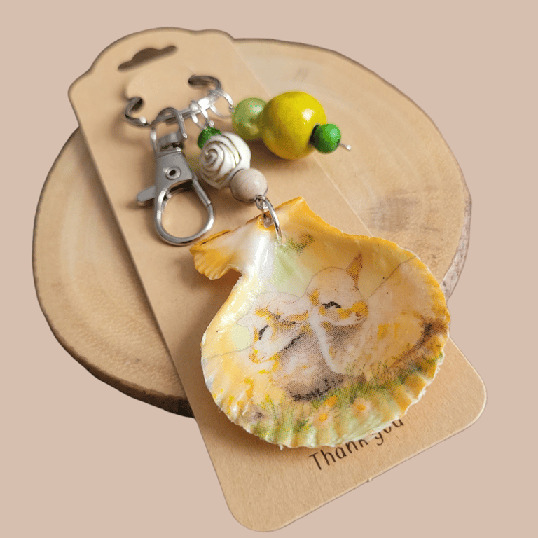 Decoupage Lamb Bag Charm