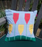 Patchwork cushion cover with tulip design. Unusual quirky cushion - Image 4