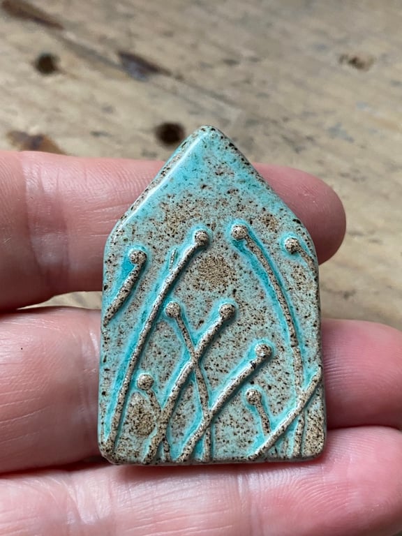 REDUCED Handmade Ceramic Botanical House Brooch