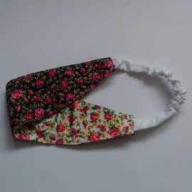 Black and White Floral Reversible Headband