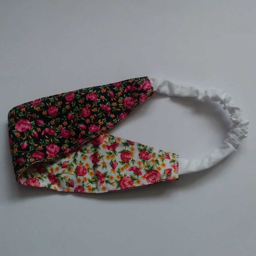 Black and White Floral Reversible Headband
