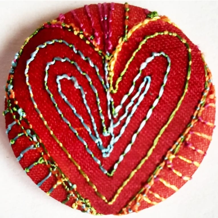 Buttons 1 inch button Hand Dyed Silks and Cottons Free Machine Embroidery Button