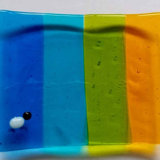 Fused  glass soap dish with Sheep detail