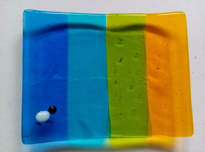 Fused  glass soap dish with Sheep detail