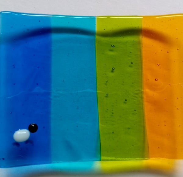 Fused  glass soap dish with Sheepy detail