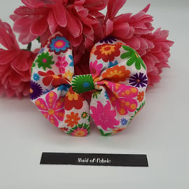 Hair bow slide in bright flower pattern. 3 for 2 offer.  