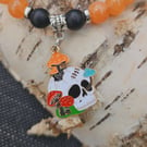 Beaded Skull Bracelet - Halloween elastic stretch bracelet