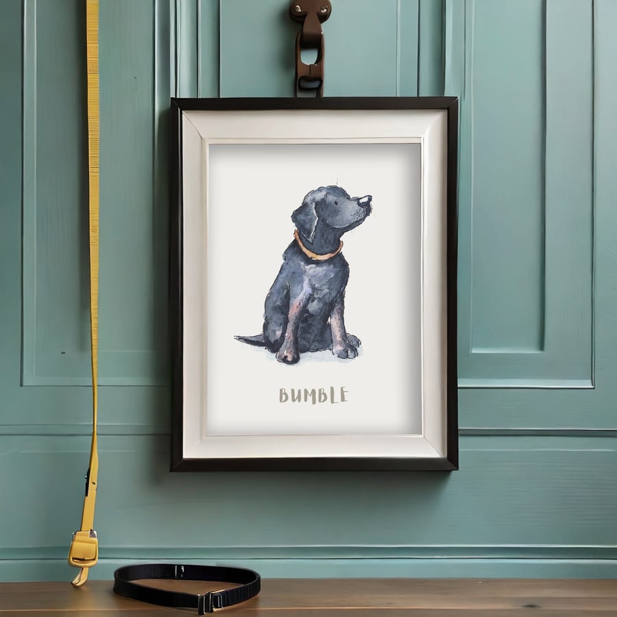 Labrador Black Personalised Dog Print