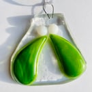 Fused glass mistletoe Christmas decoration 