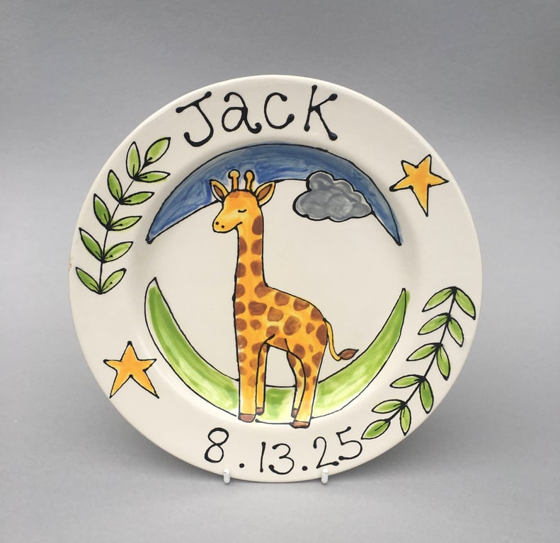 Personalised Hand-Painted Children’s Plate – Custom Made Earthenware Plate. 