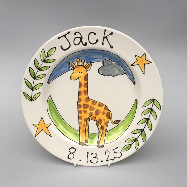 Personalised Hand-Painted Children’s Plate – Custom Made Earthenware Plate. 