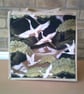 Japanese Cranes on a black background Medium Jute Bag