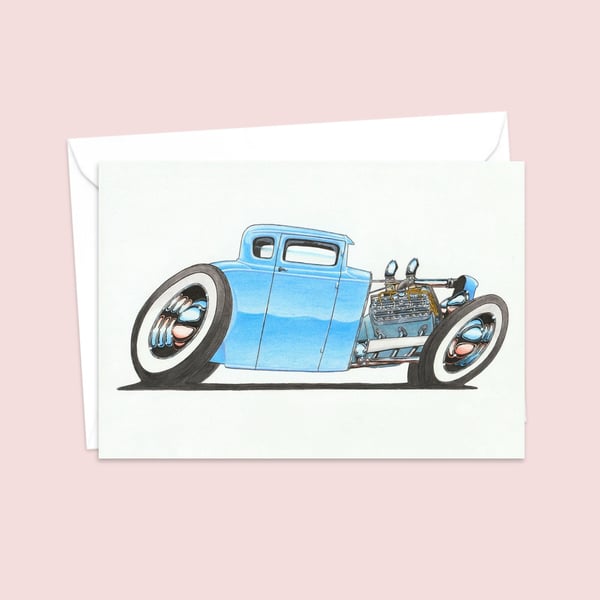 Custom Car Greeting Card: American Classic Car Illustration (406)