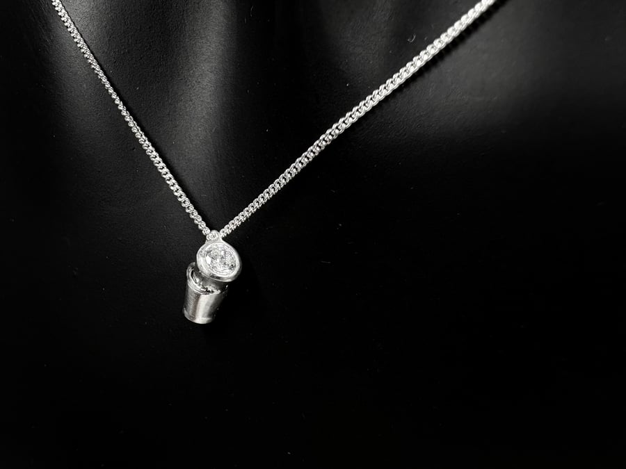 Sterling Silver Precious Cups Necklace with Cubic Zirconia