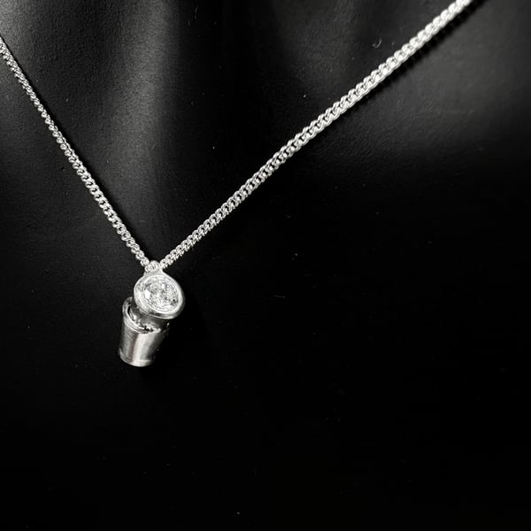 Sterling Silver Precious Cups Necklace with Cubic Zirconia