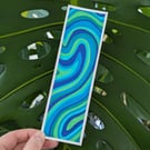 Handmade Blue and Green Swirl Bookmark