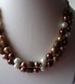 CINNAMON, BRONZE, OLD GOLD AND IVORY TWO STRAND NECKLACE.  752 - Image 5