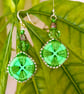 Pistachio Green Wooden Button & Crystal Earrings - Image 3