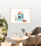 Cosy Vintage Fireplace A4 Art Print - Image 3