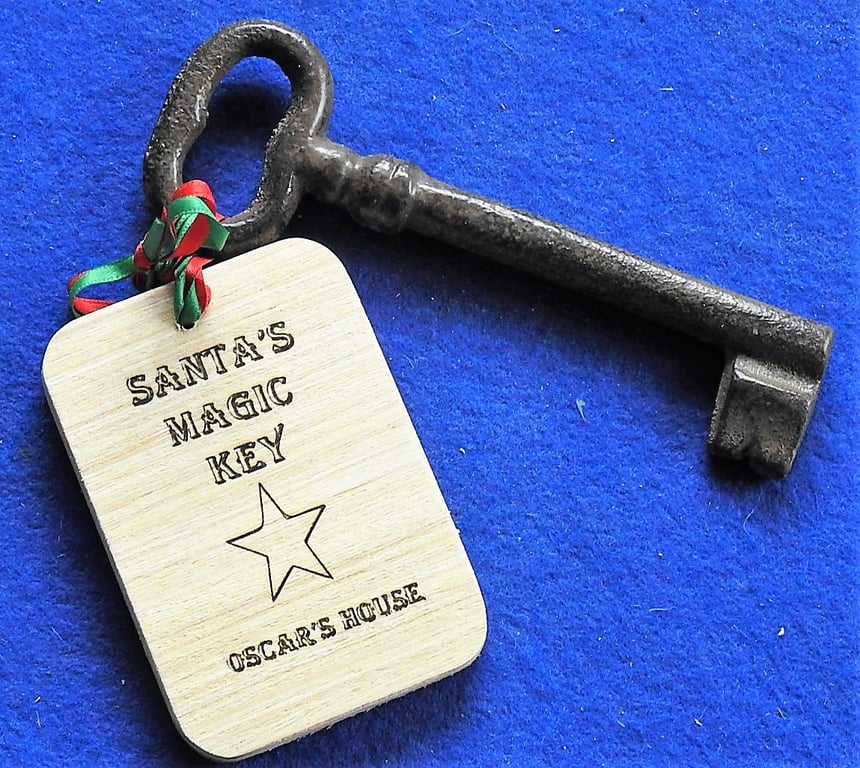Magic key for Father Christmas with personalised key fob with childs name