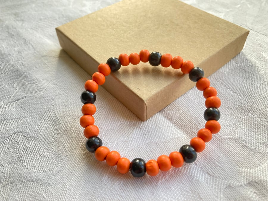 Orange & Black stretchy bracelet 