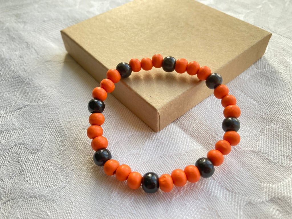 Orange & Black stretchy bracelet 