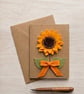Handmade 3d felt sunflower card. Blank greeting card for all occasions 