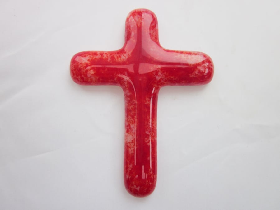 Handmade cast glass holding cross - Wounds