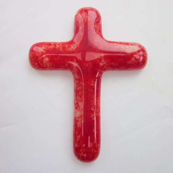 Handmade cast glass holding cross - Wounds