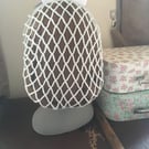 Pastel green 1940s style retro ribbon snood hairnet with a white ribbon