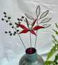 Stained Glass Flower - Handmade 3D Red Clematis - Silver Finish - Image 5