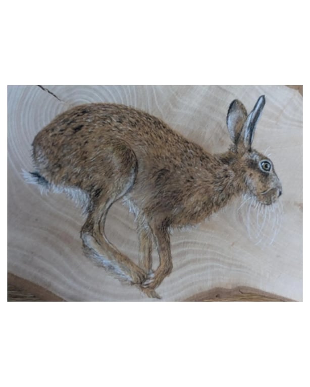 Hare Painting on Reclaimed Wood