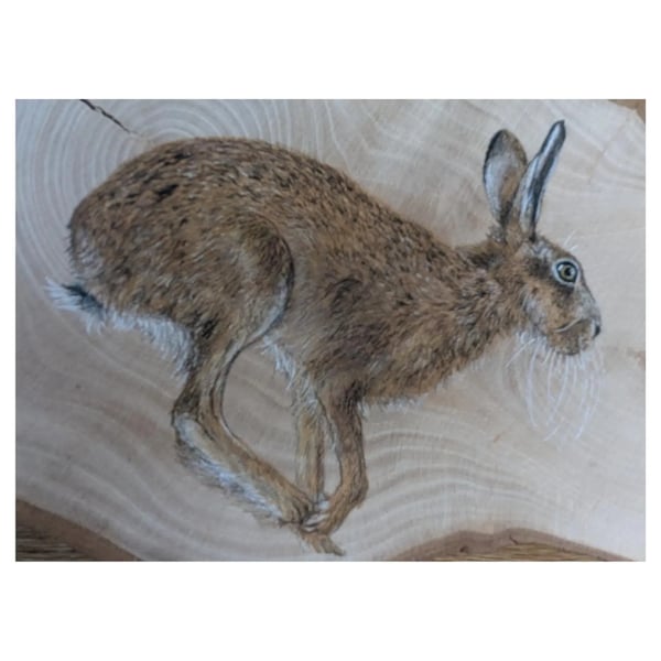 Hare Painting on Reclaimed Wood