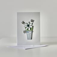 'Flowerpot with Bees' - Printed Card