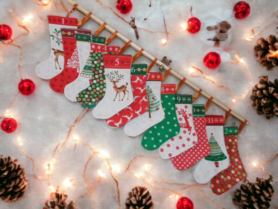 Handmade Reusable Advent Stockings Set - Deer