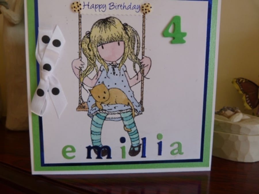 Cute Little Girl Personalised Birthday Card