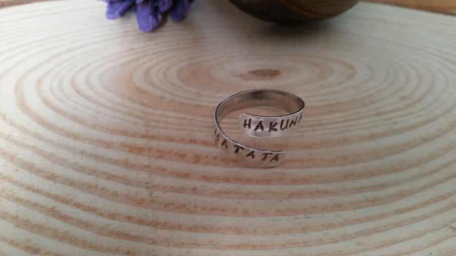 Sterling Silver Stamped 'Hakuna Matata' Ring